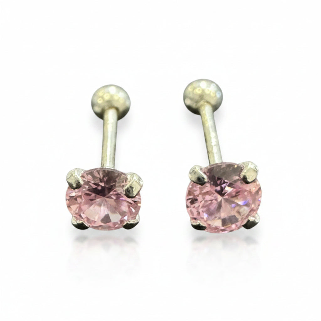 Broqueles Rectos Color Plata .925 - 5 mm