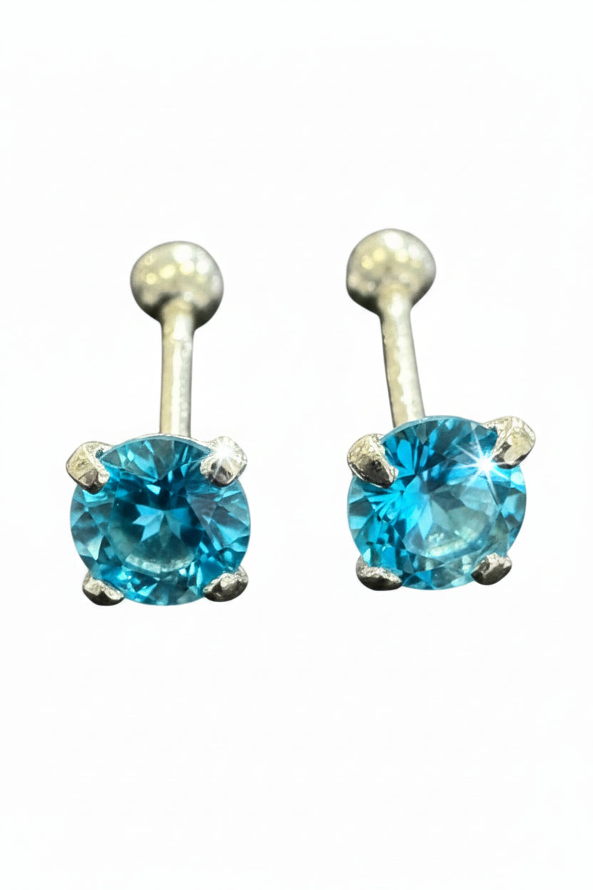 Broqueles Rectos Color Plata .925 - 5 mm