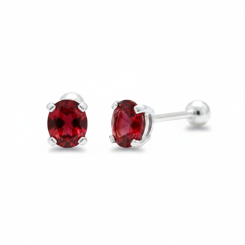 Broqueles Rectos Color Plata .925 - 5 mm