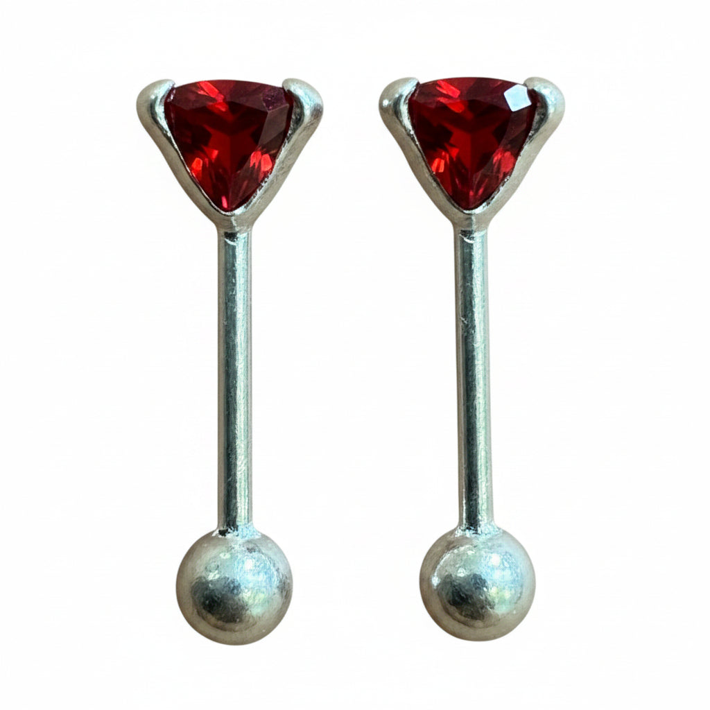 Broqueles Rectos Color Plata .925 - 5 mm