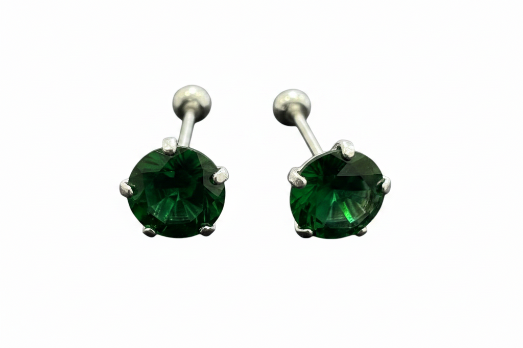 Broqueles Recto Color Plata .925 - 6 mm