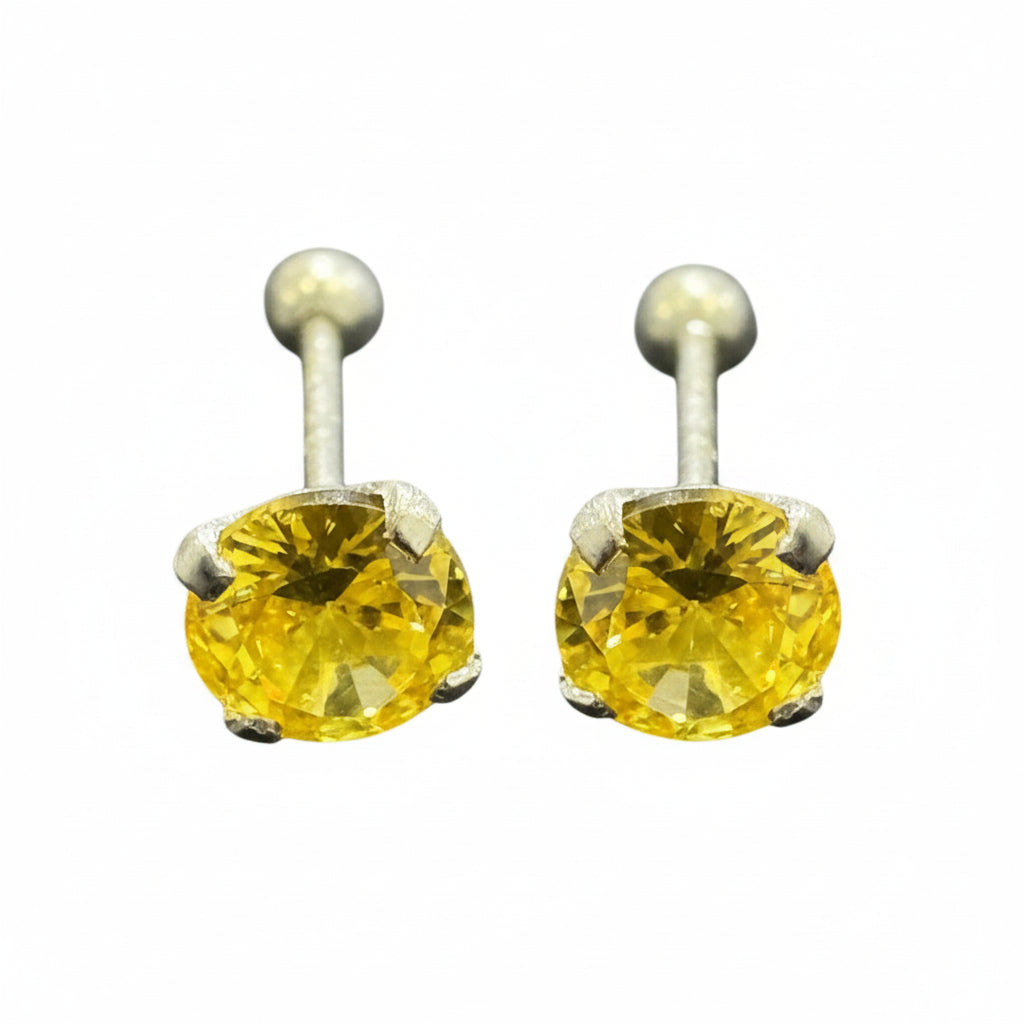 Broqueles Recto Color Plata .925 - 6 mm