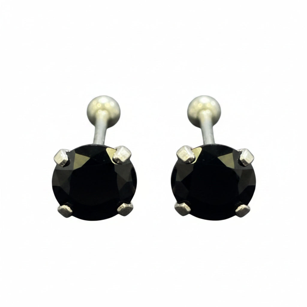 Broqueles Recto Color Plata .925 - 6 mm
