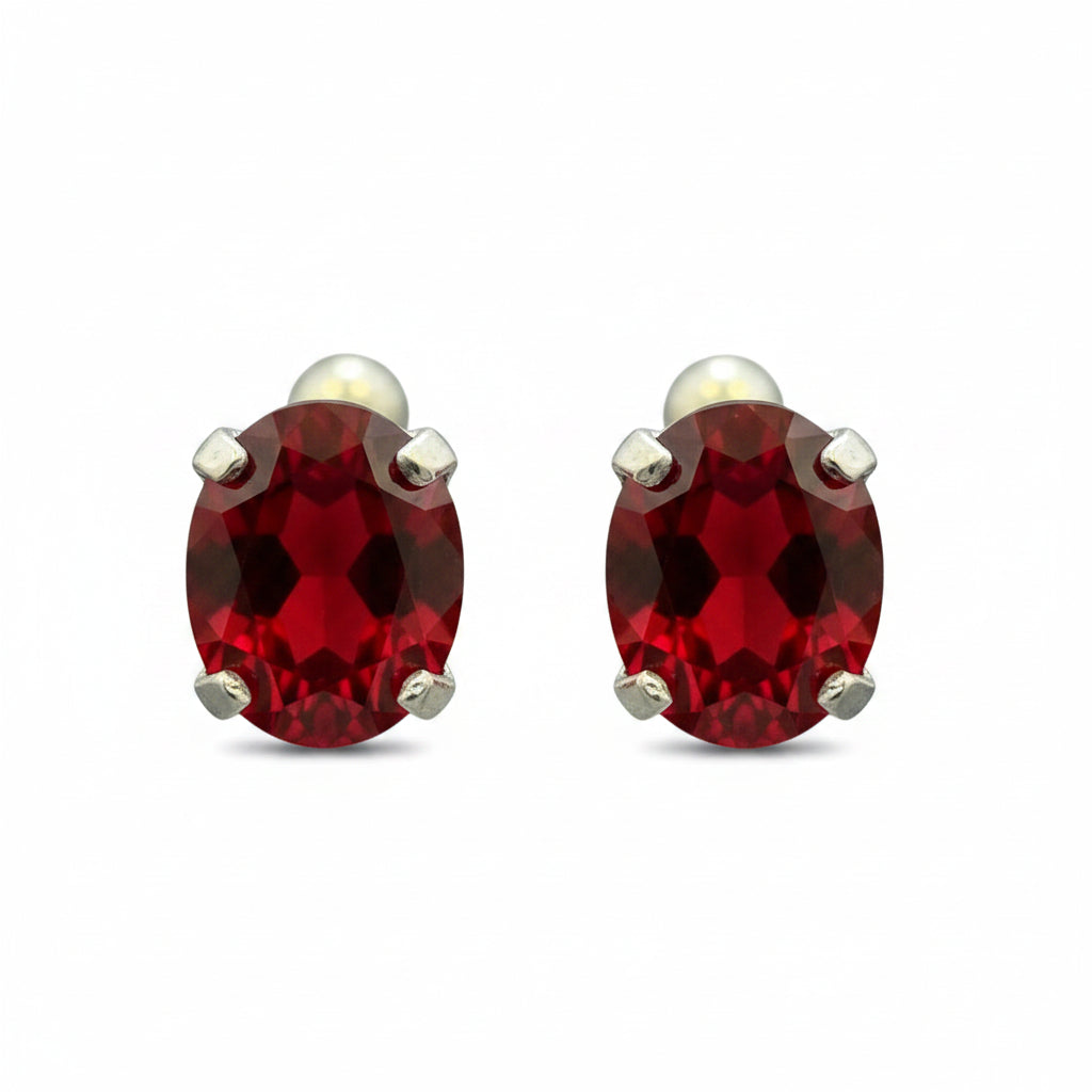 Broqueles Recto Color Plata .925 - 6 mm