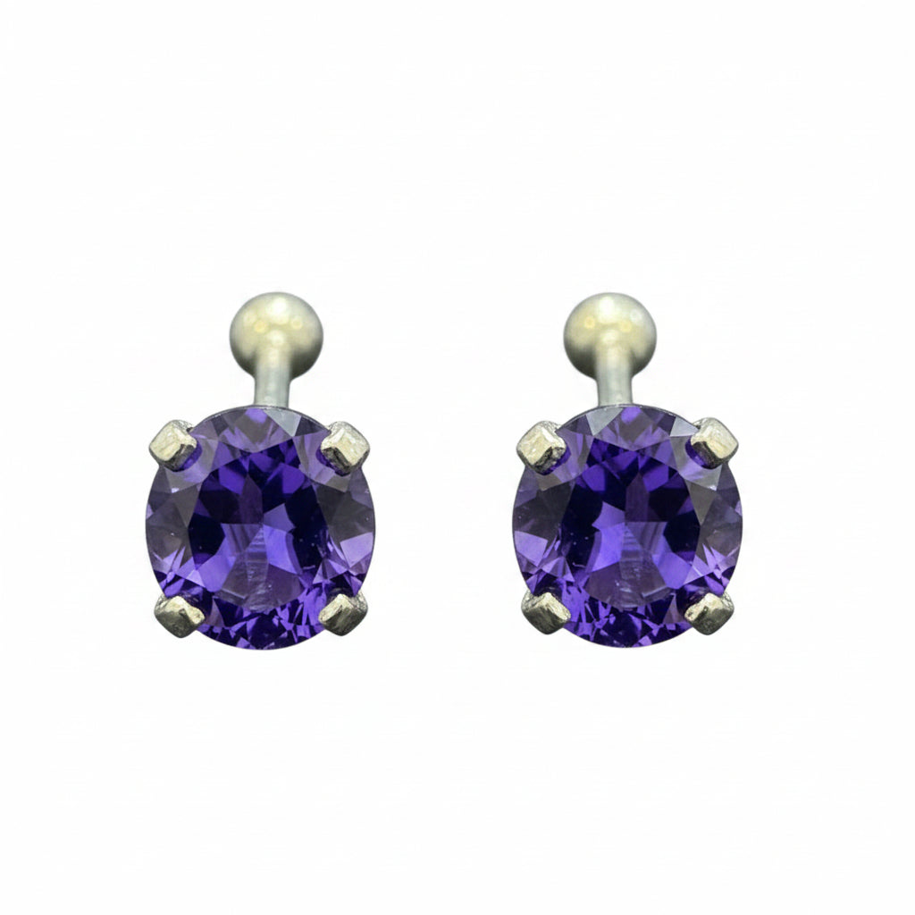 Broqueles Recto Color Plata .925 - 6 mm