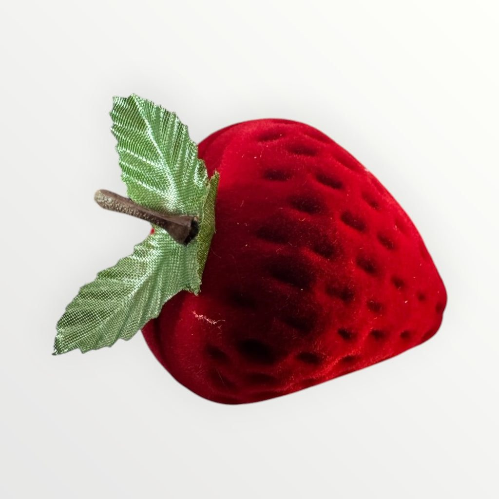 Caja de Regalo en Forma de Fresa para Anillo | Estuche de Gamuza Rojo