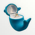 Caja de Regalo Ballena para Anillo | Estuche de Gamuza Azul Marino
