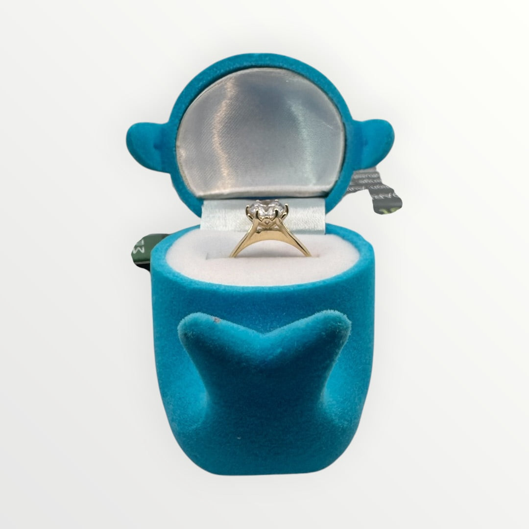 Caja de Regalo Ballena para Anillo | Estuche de Gamuza Azul Marino