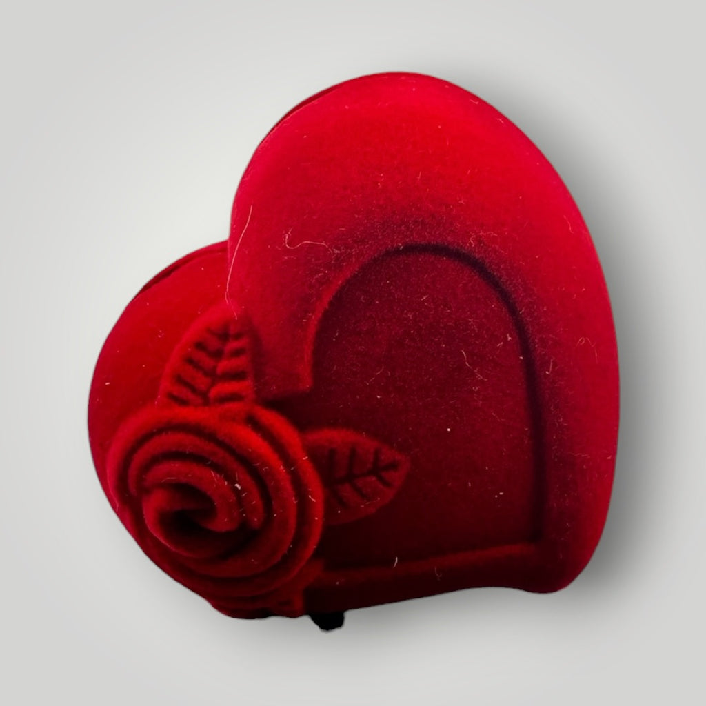 Caja de Regalo Corazón para Anillo | Estuche de Gamuza Rojo Romántico