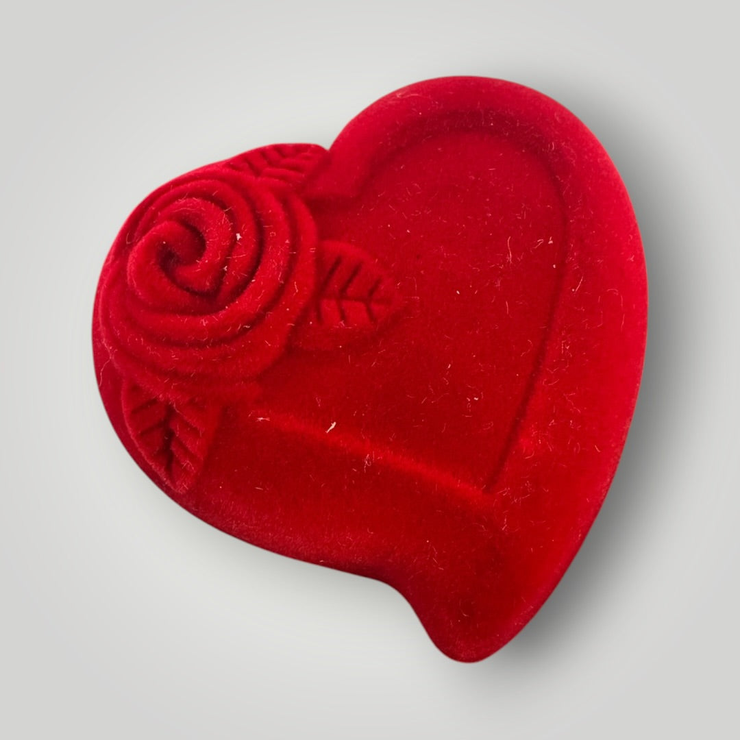 Caja de Regalo Corazón para Anillo | Estuche de Gamuza Rojo Romántico