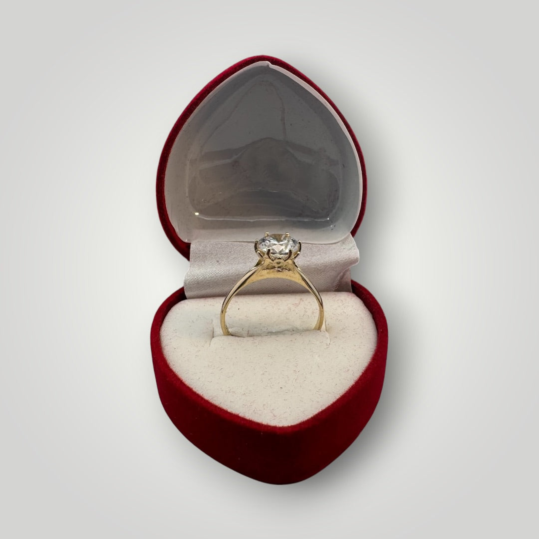 Caja de Regalo Corazón para Anillo| Estuche Rojo de Gamuza