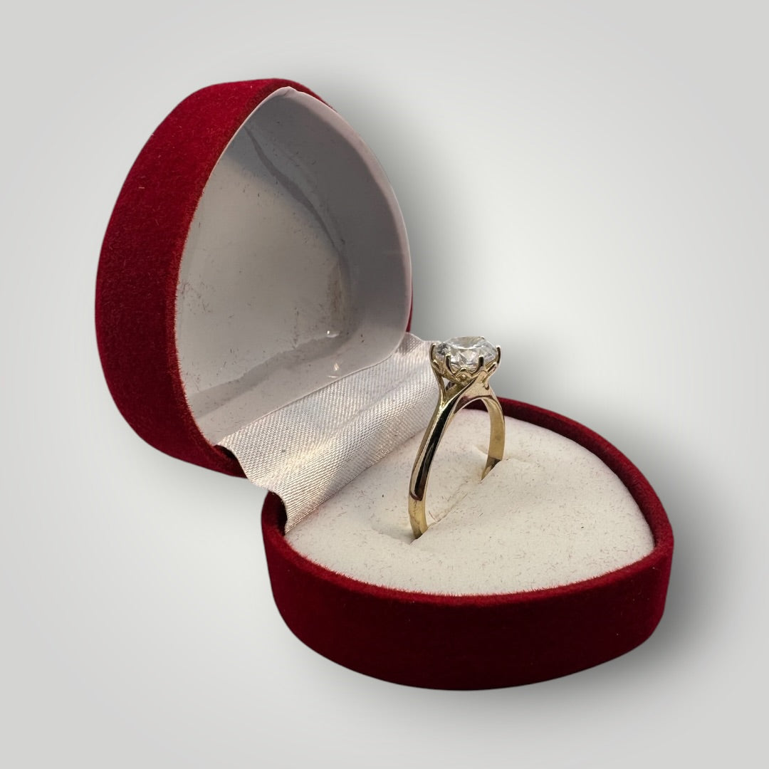 Caja de Regalo Corazón para Anillo| Estuche Rojo de Gamuza