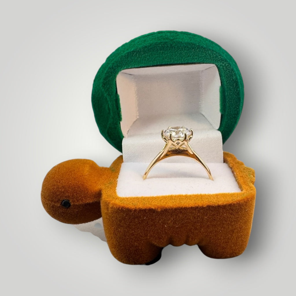 Caja de Regalo Tortuga para Anillo | Estuche de Gamuza Decorativo