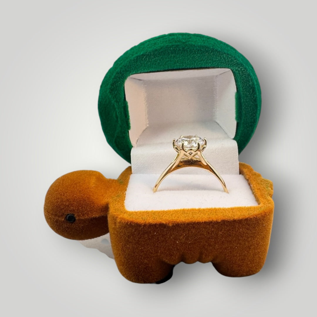 Caja de Regalo Tortuga para Anillo | Estuche de Gamuza Decorativo