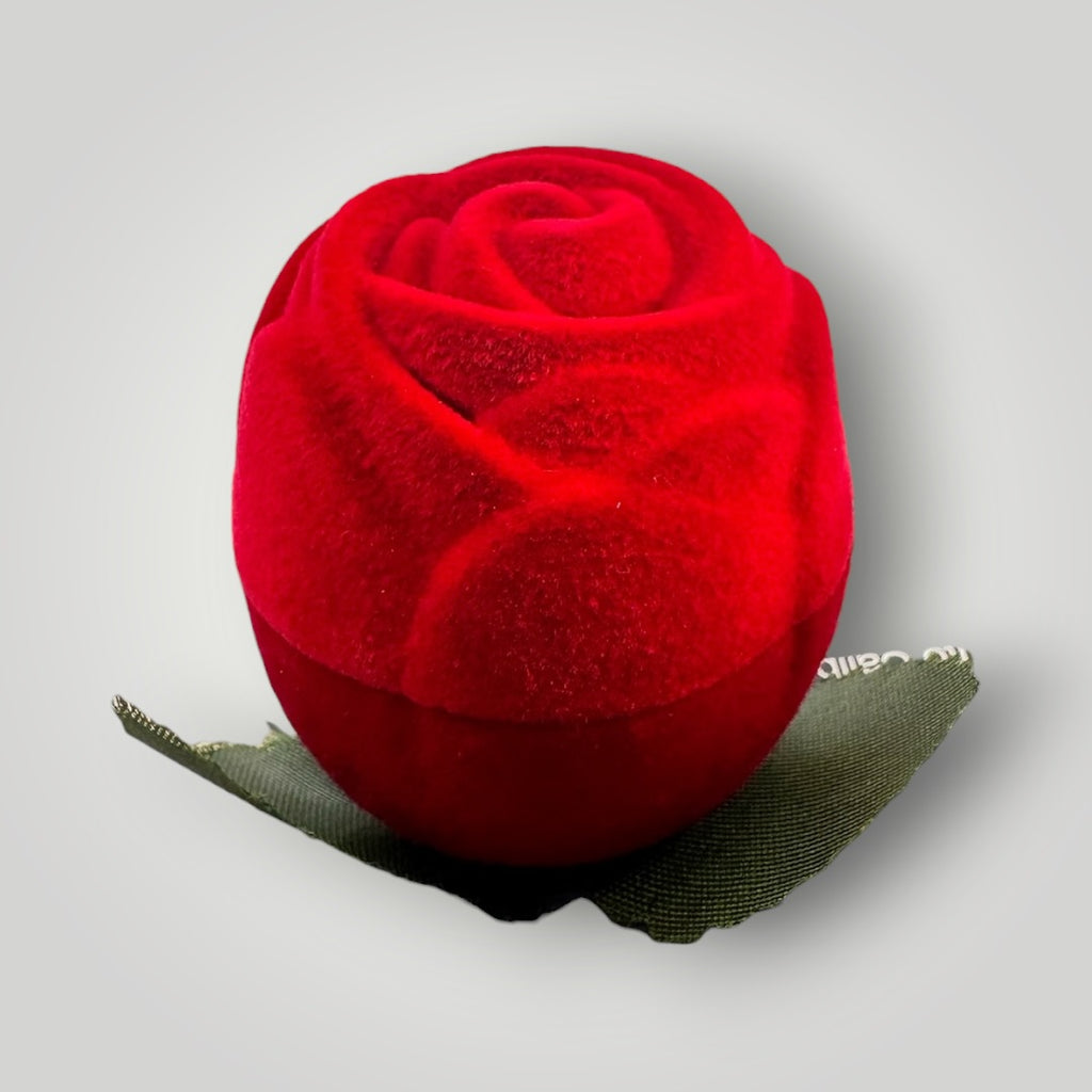 Caja de Regalo Pétalo para Anillo | Estuche de Gamuza Rojo Elegante