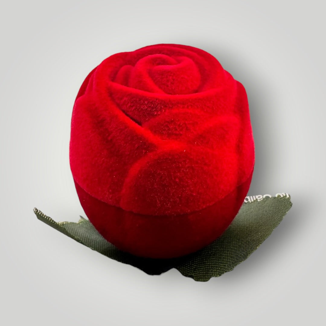 Caja de Regalo Pétalo para Anillo | Estuche de Gamuza Rojo Elegante