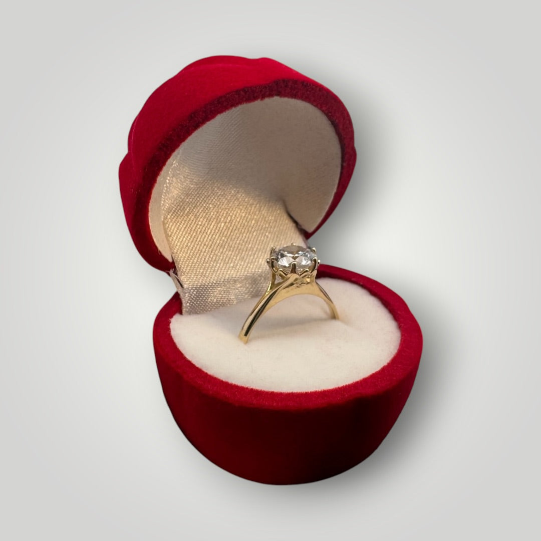 Caja de Regalo Pétalo para Anillo | Estuche de Gamuza Rojo Elegante
