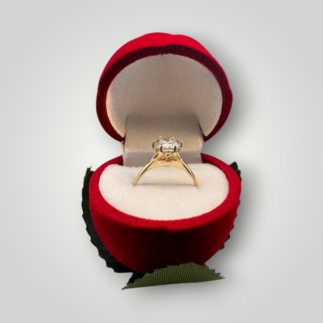 Caja de Regalo Pétalo para Anillo | Estuche de Gamuza Rojo Elegante