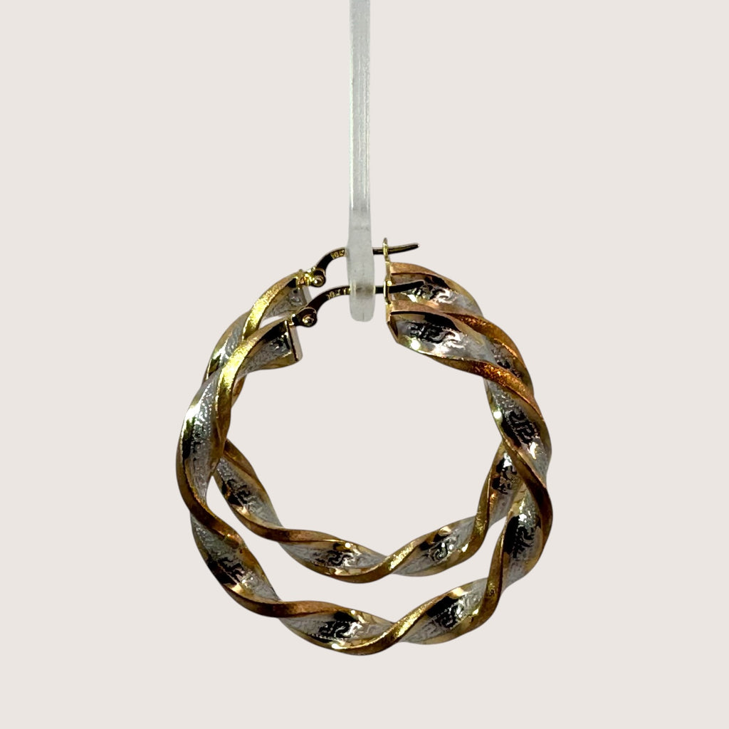 Arracadas Trenzadas Bicolor Oro 10K