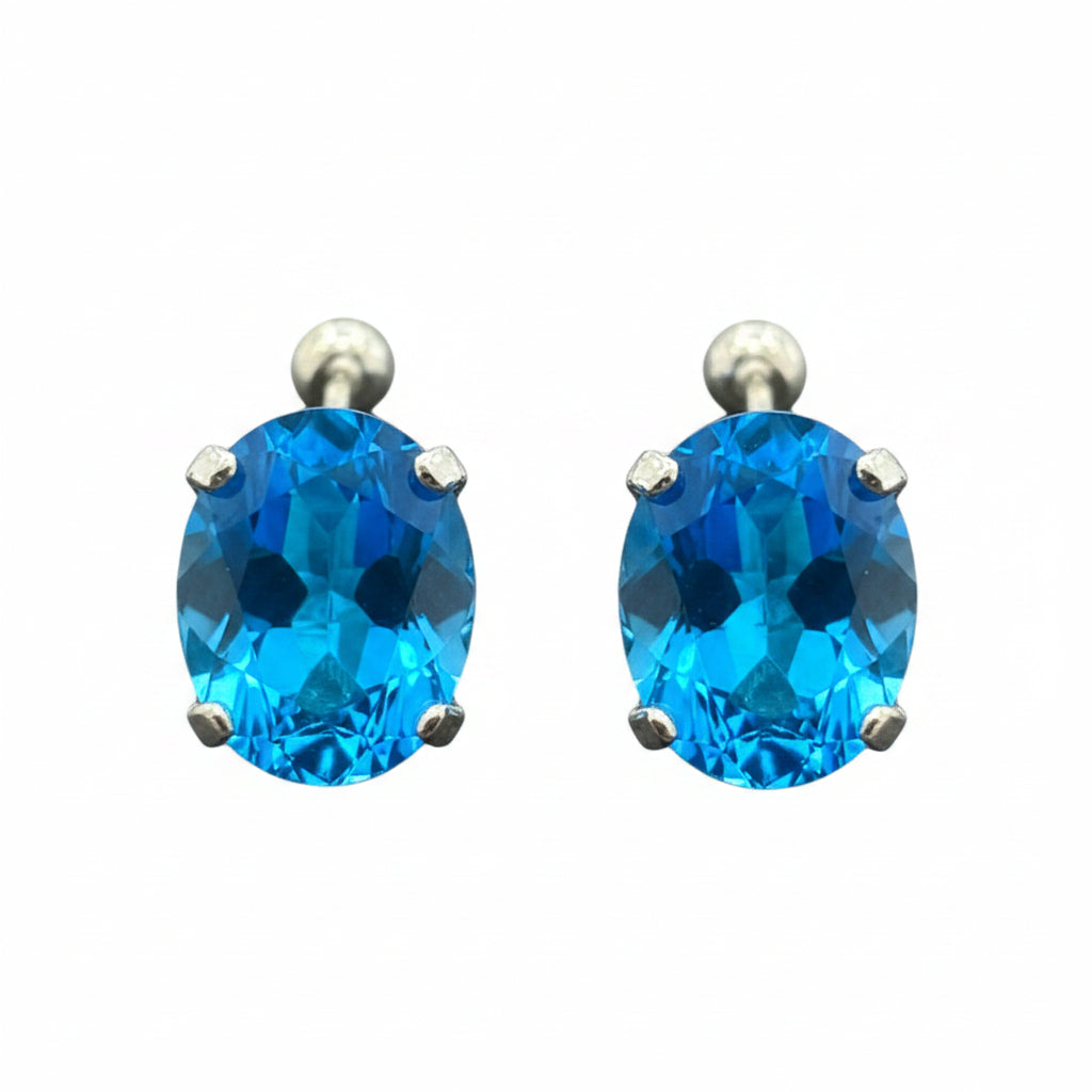 Broqueles Recto Color Plata .925 - 8 mm