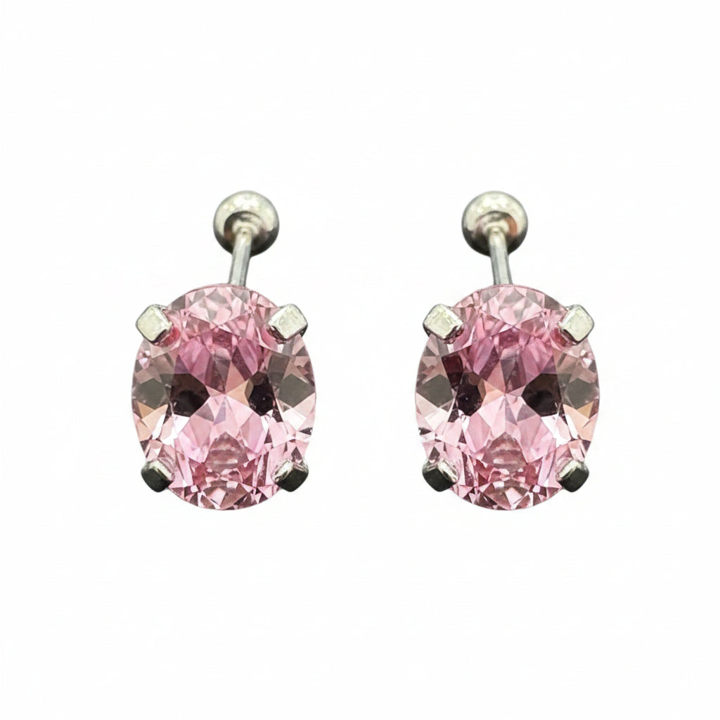 Broqueles Recto Color Plata .925 - 8 mm