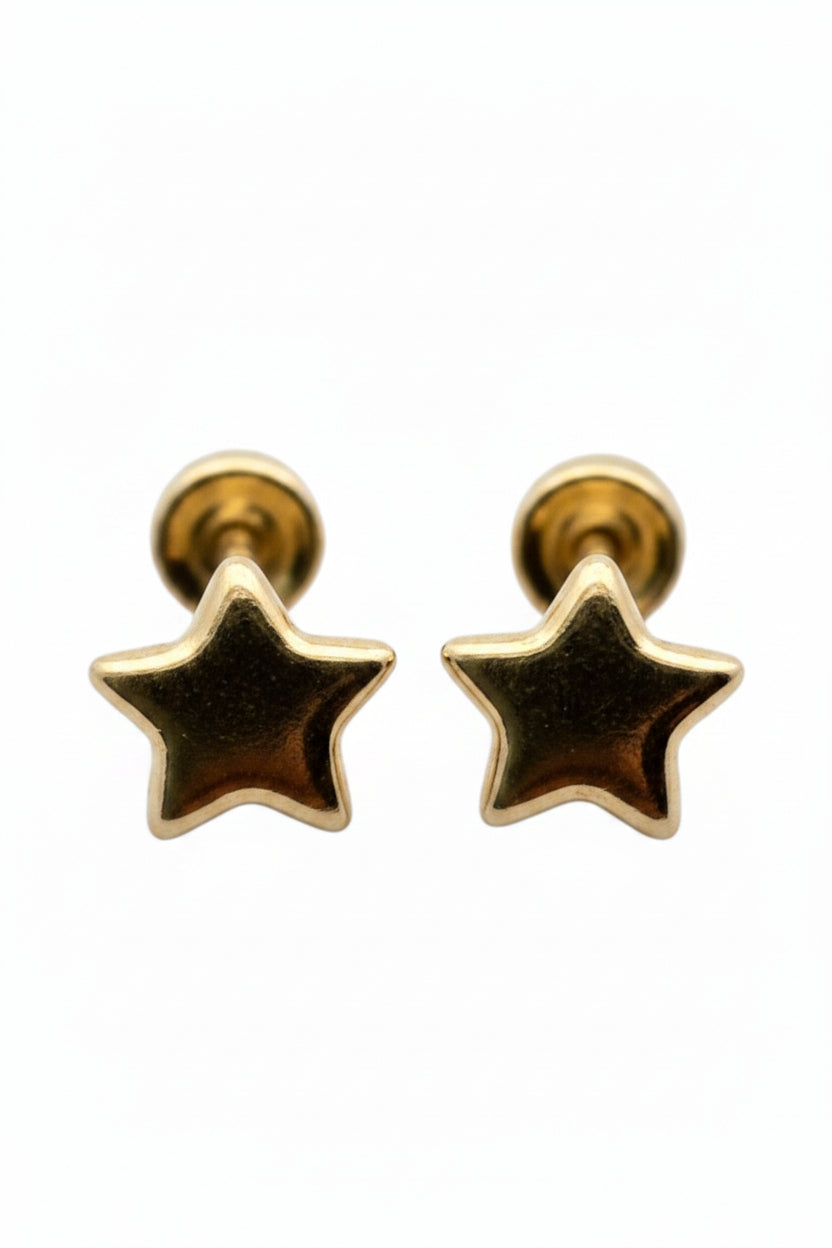 Broqueles Estrella Lisa Oro 10K