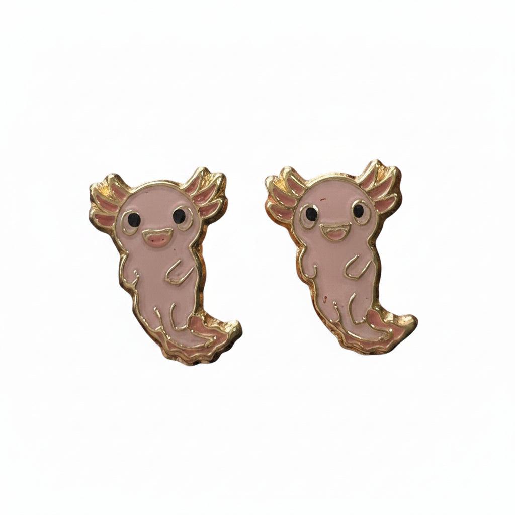 Broqueles Ajolote Esmaltado Oro 10K