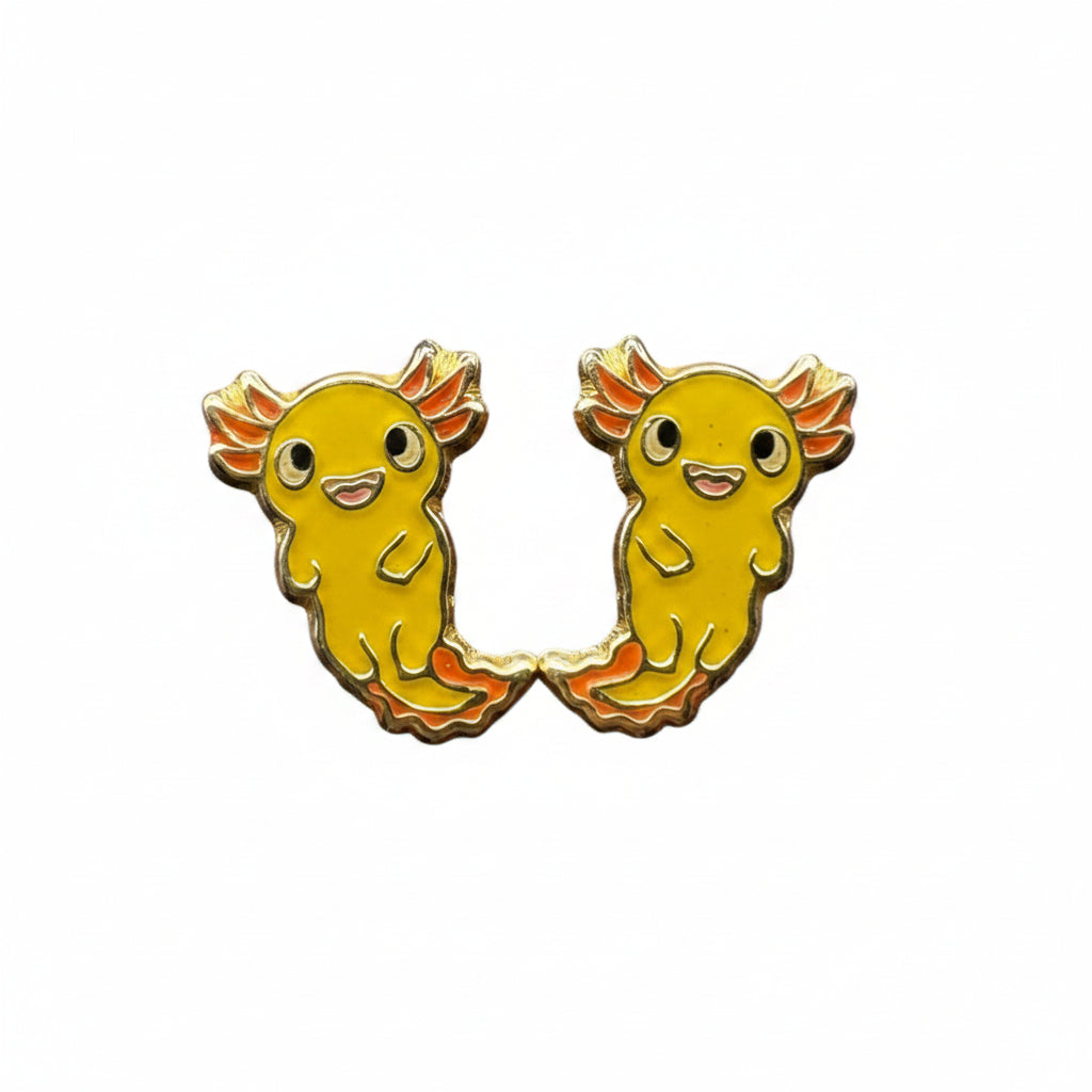 Broqueles Ajolote Esmaltado Oro 10K