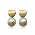 Broqueles Corazón con Perla Oro 10K