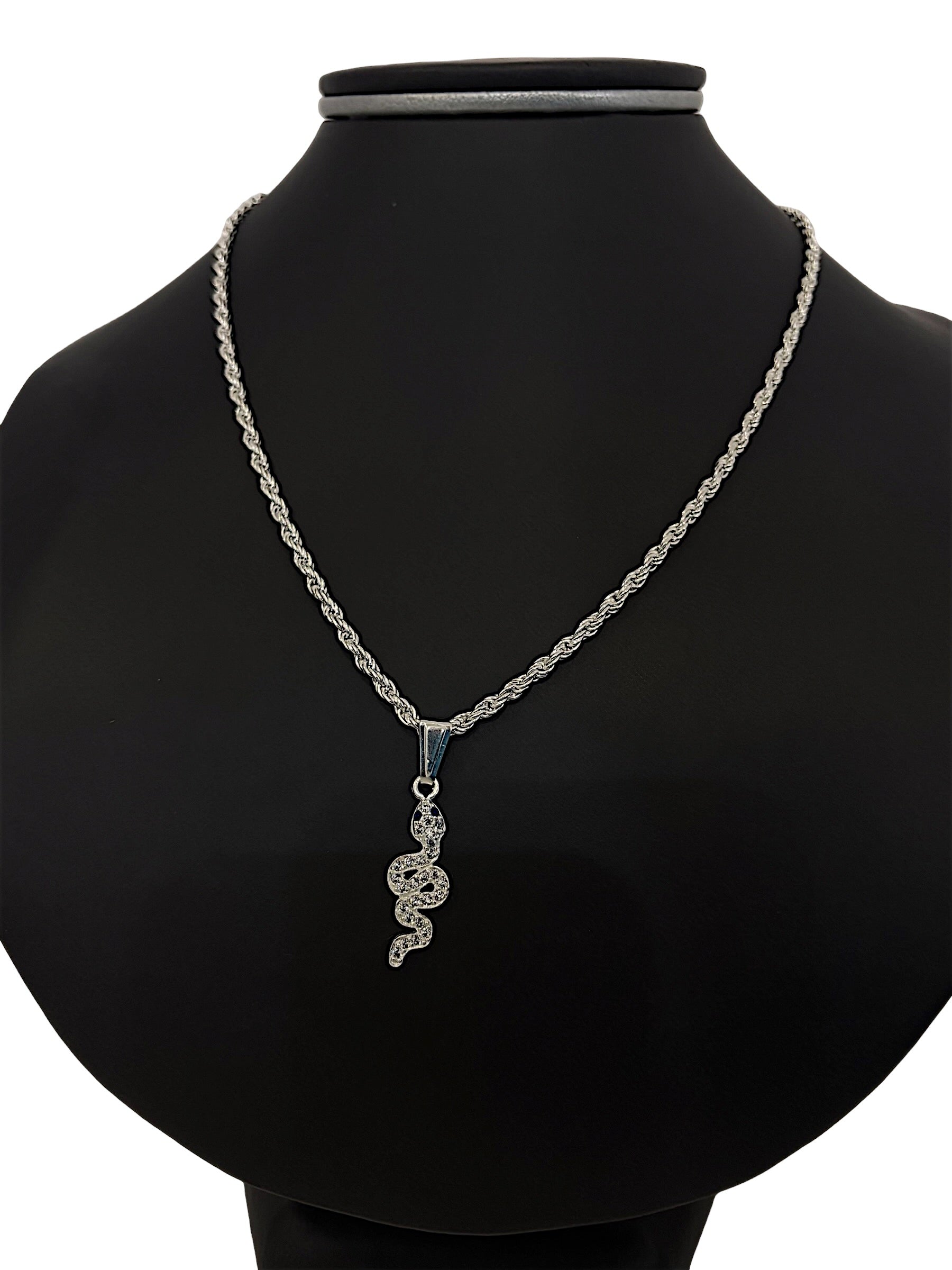 Dije Serpiente con Zirconias en Plata .925