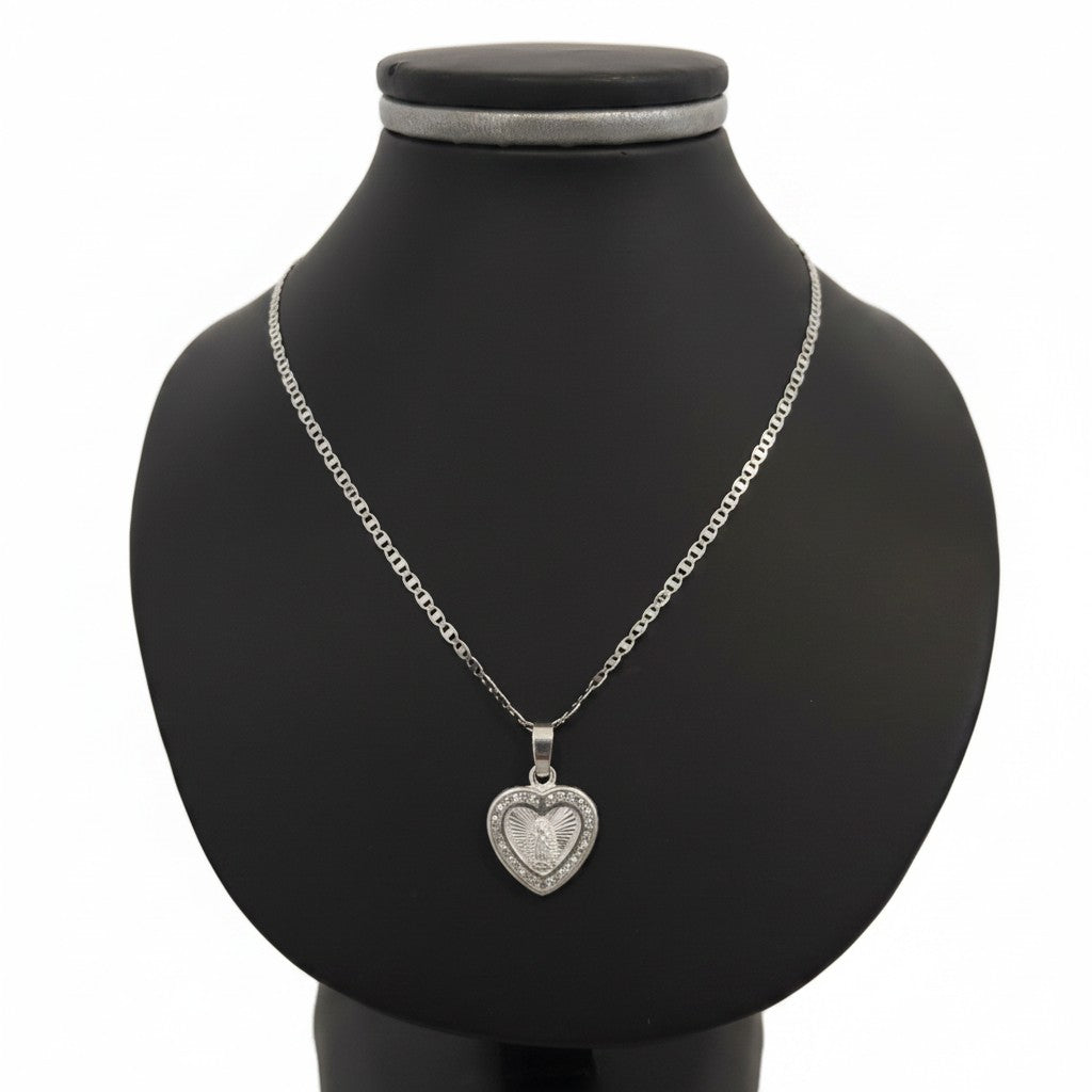 Medalla de Bautizo Virgen de Guadalupe Corazón – Plata .925