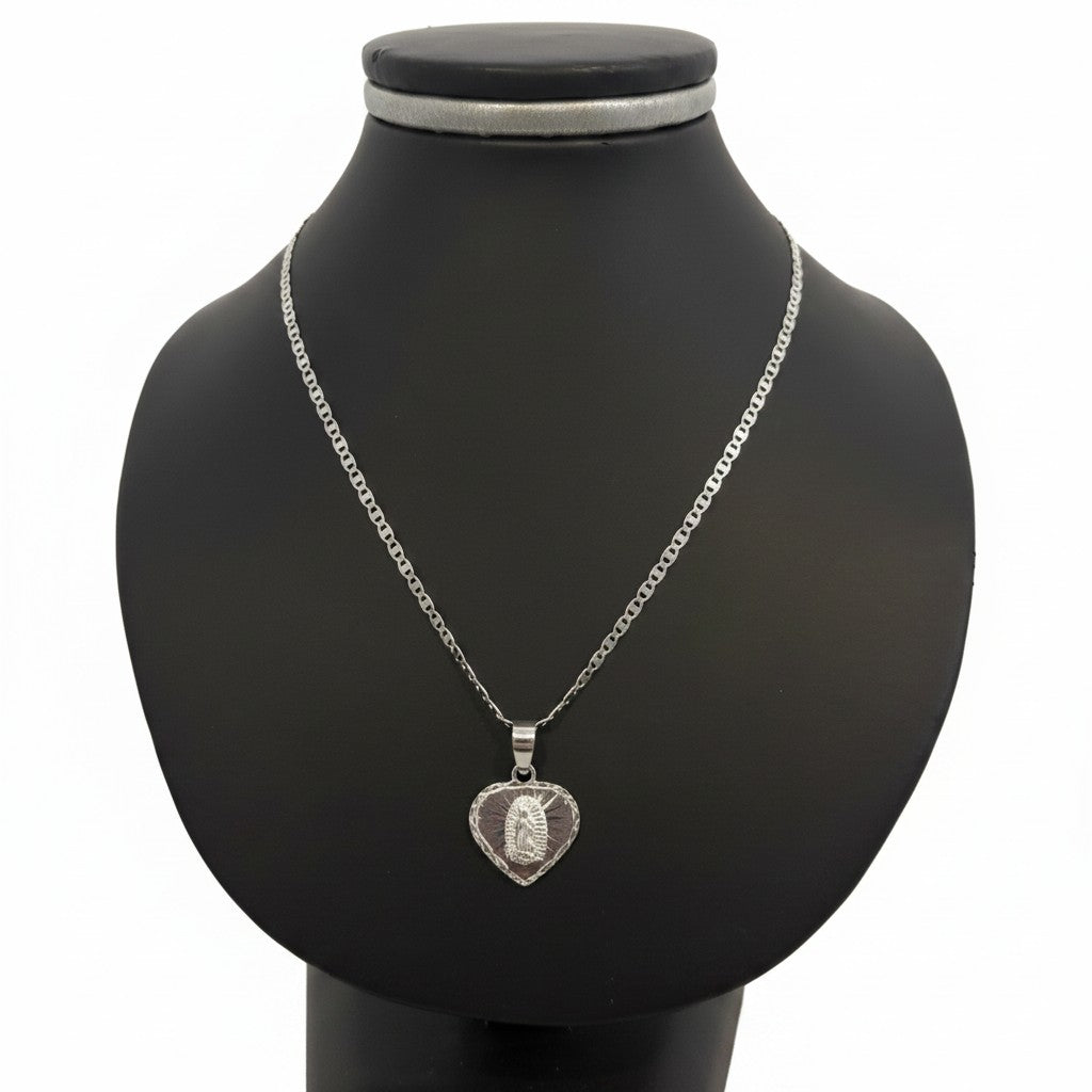 Medalla de Bautizo Virgen de Guadalupe Corazón – Plata .925