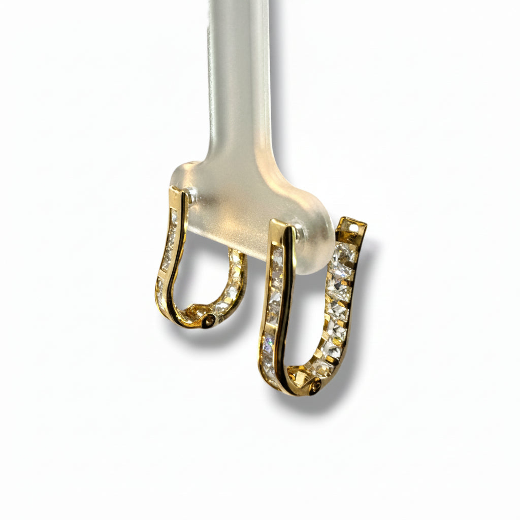Aretes Largos Oro 10K con Zirconias