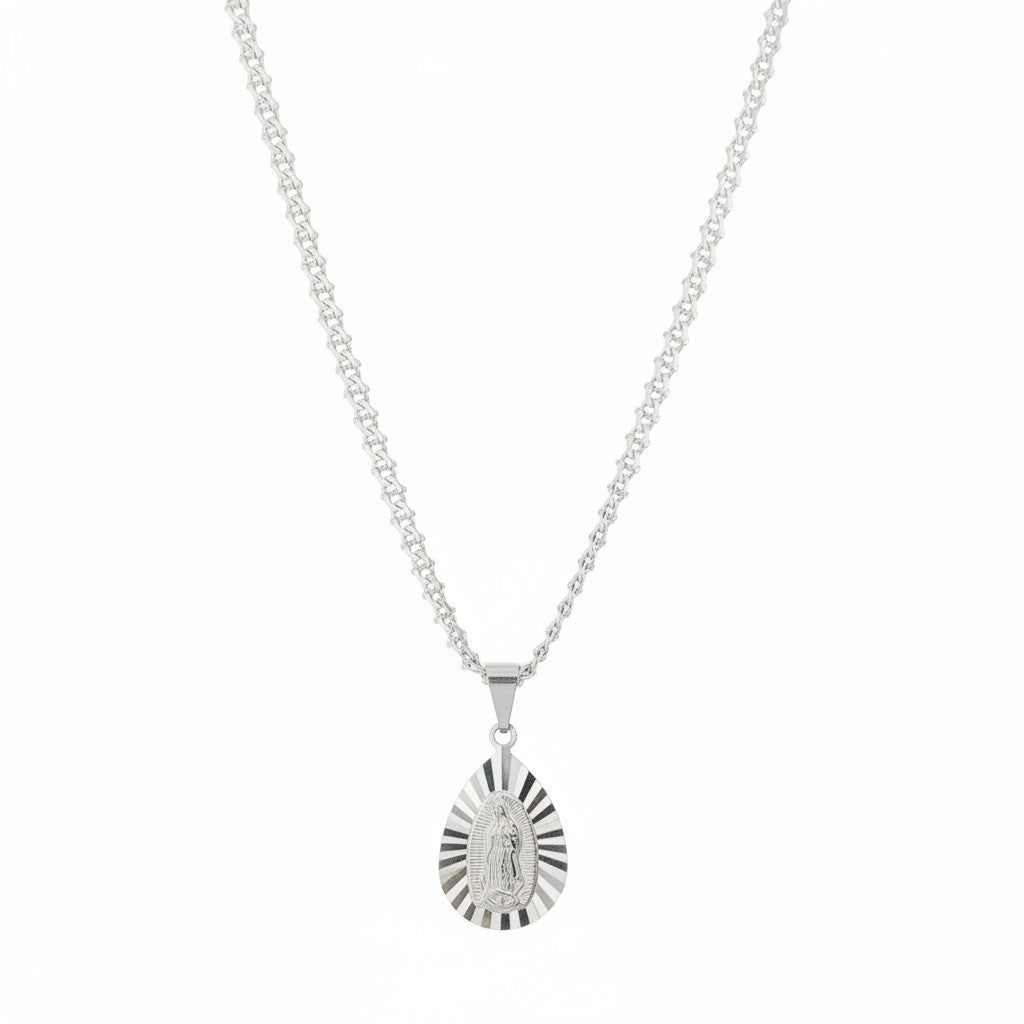Dije Gota Virgen de Guadalupe Facetado – Plata .925