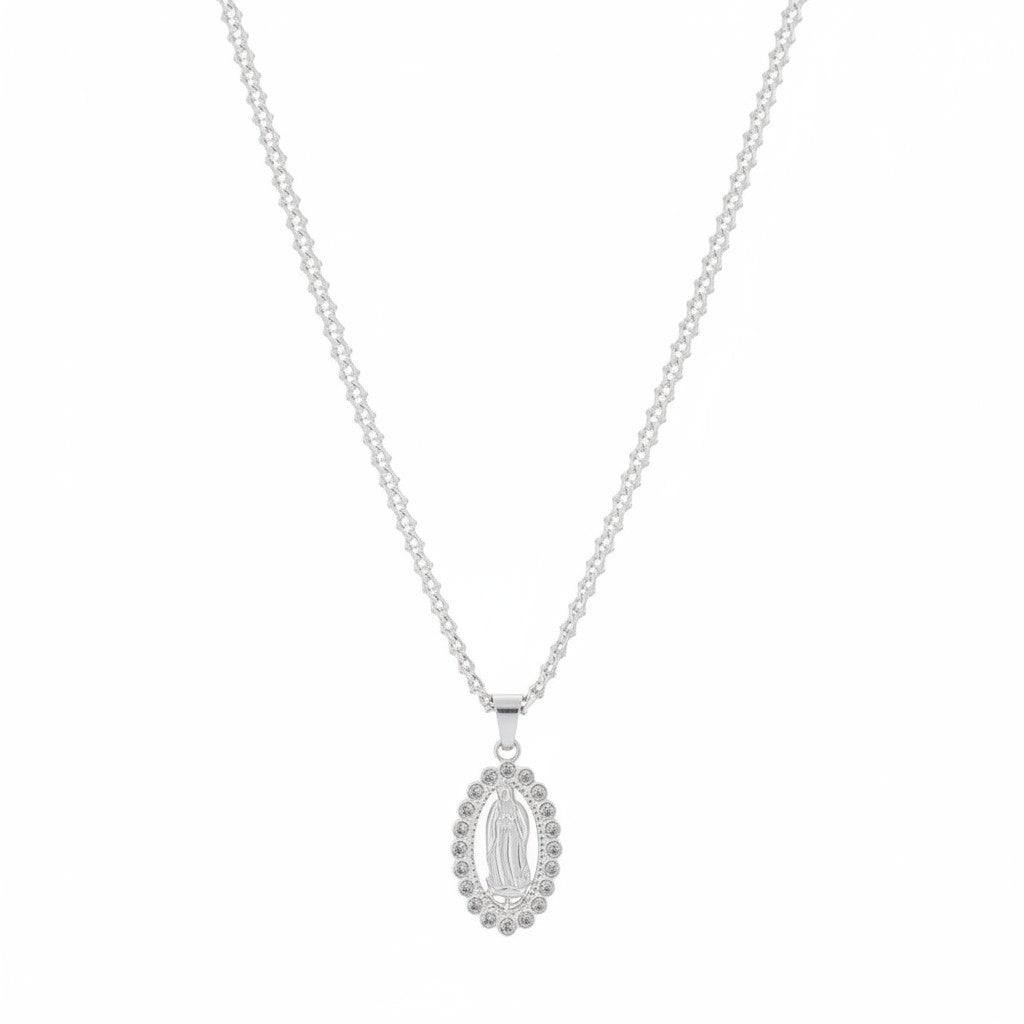 Dije Virgen de Guadalupe con Zirconias – Plata .925