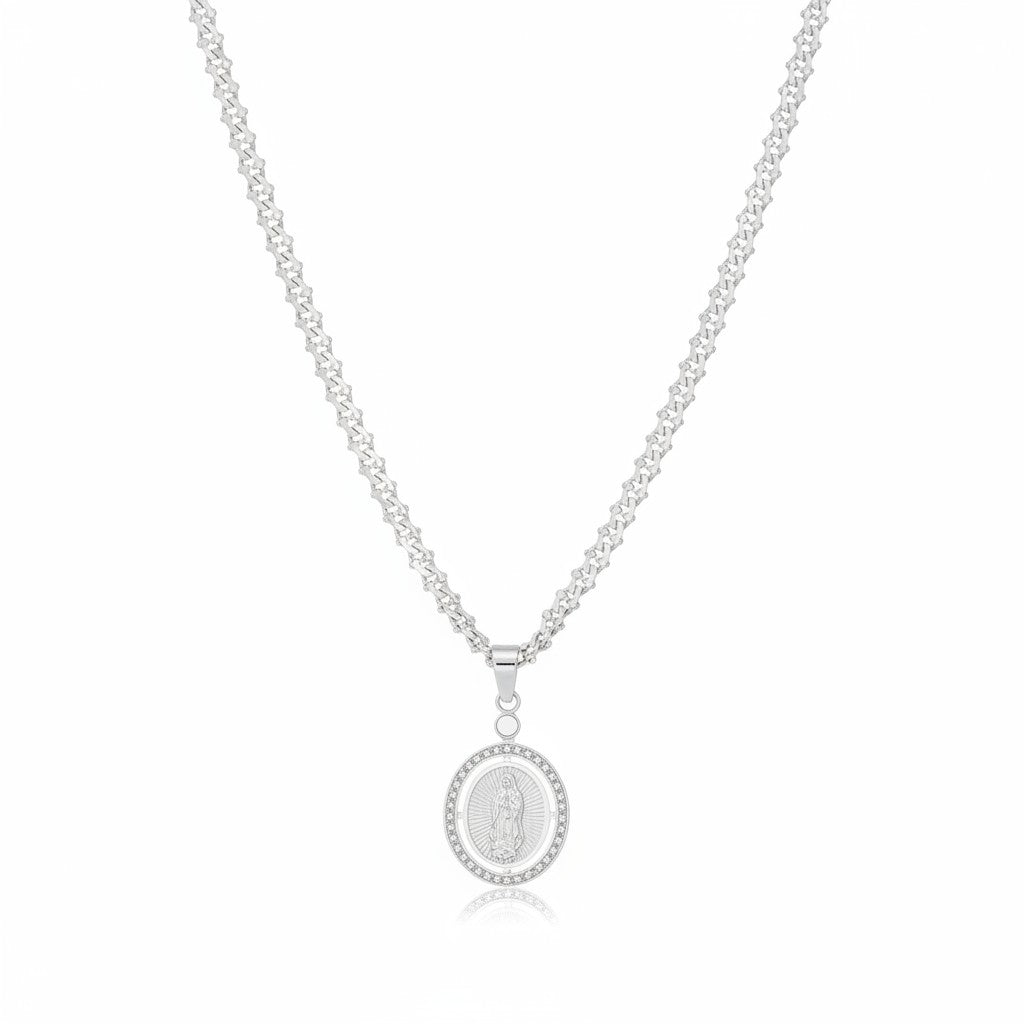 Dije Redondo Calado Virgen de Guadalupe – Plata .925