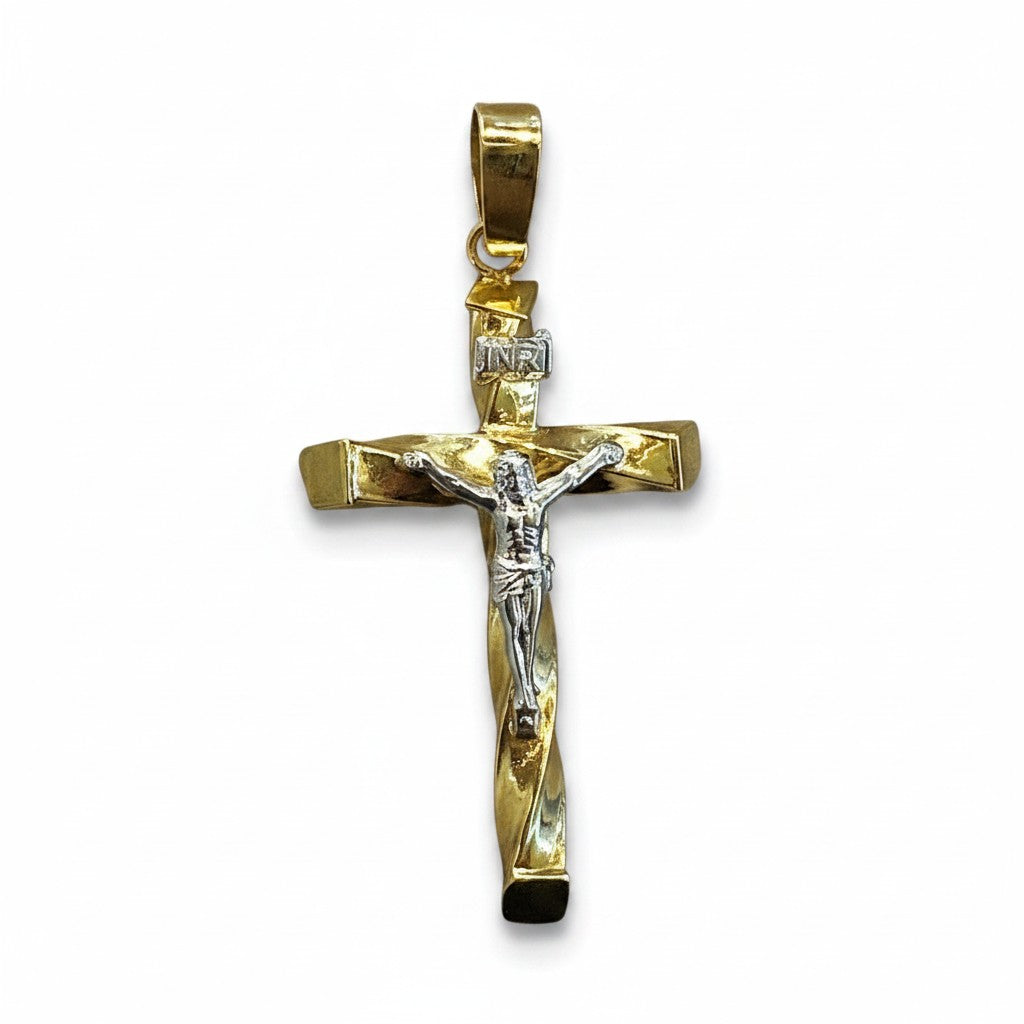 Dije Cruz Torcida con Cristo Oro 10K