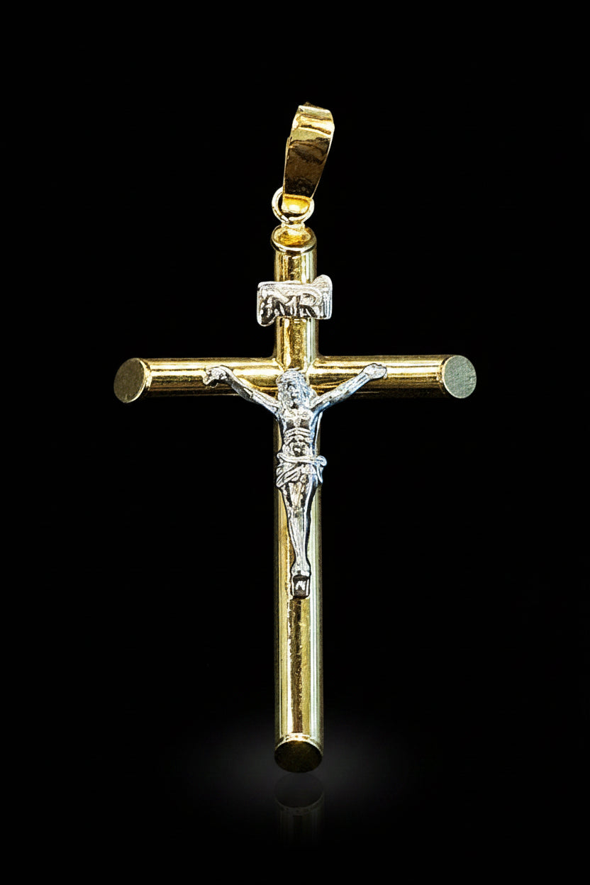 Dije Cristo en Cruz Tubular Oro 10K