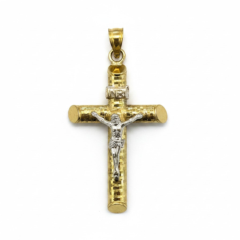 Dije Cruz Tubular con Cristo Oro 10K