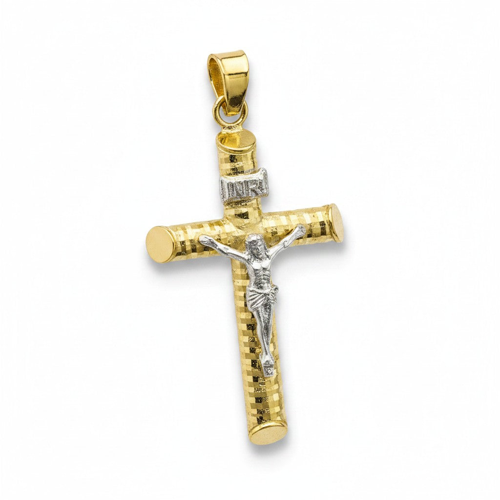Dije Cruz Tubular con Cristo Oro 10K
