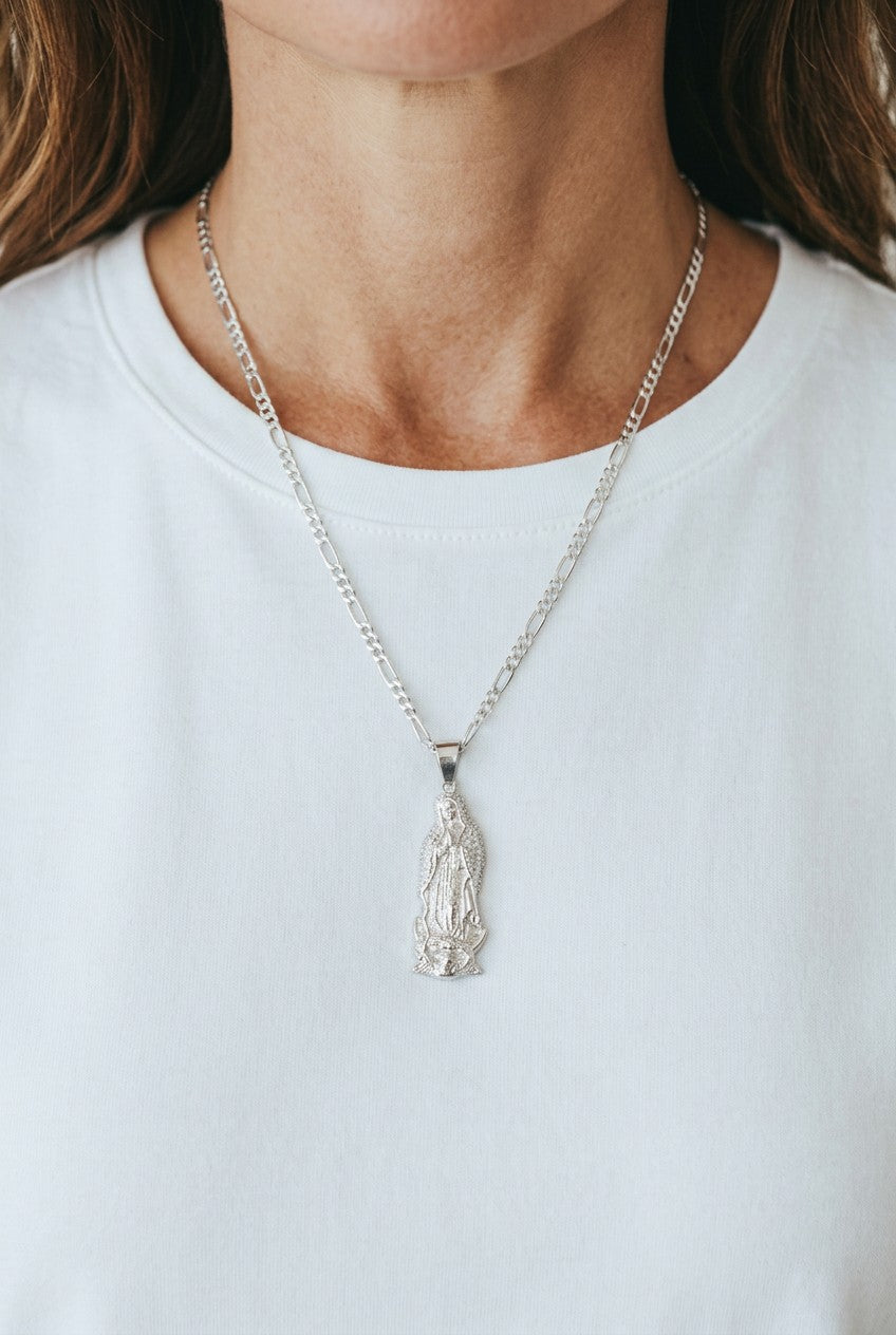 Dije Virgen de Guadalupe con Zirconias – Plata .925
