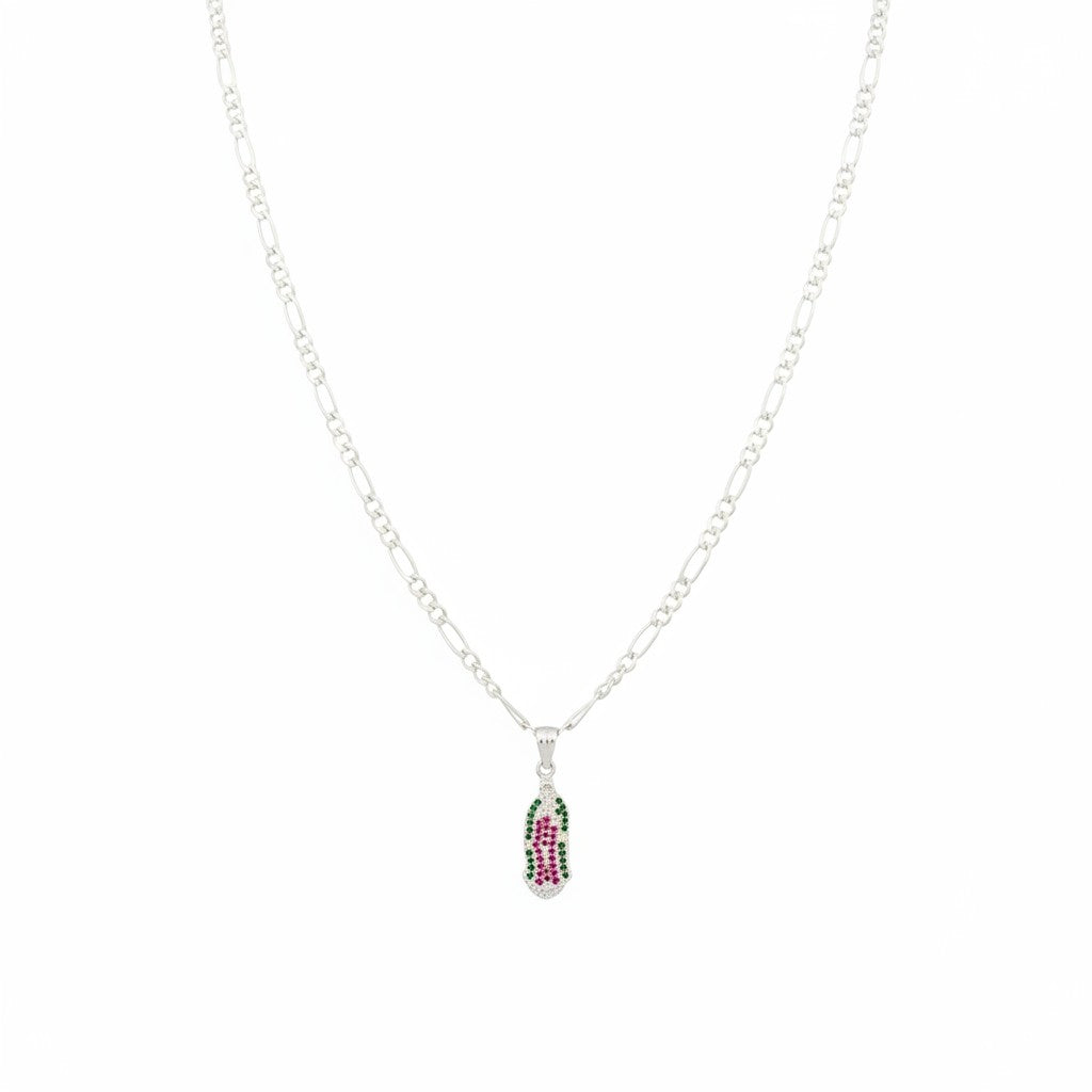 Dije Virgen de Guadalupe con Zirconias – Plata .925