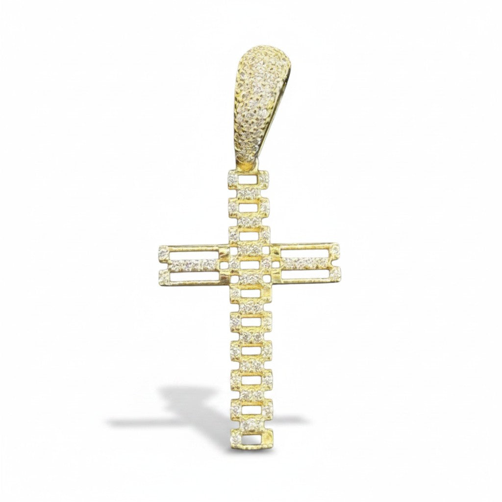 Dije Cruz con Zirconias Oro 10K