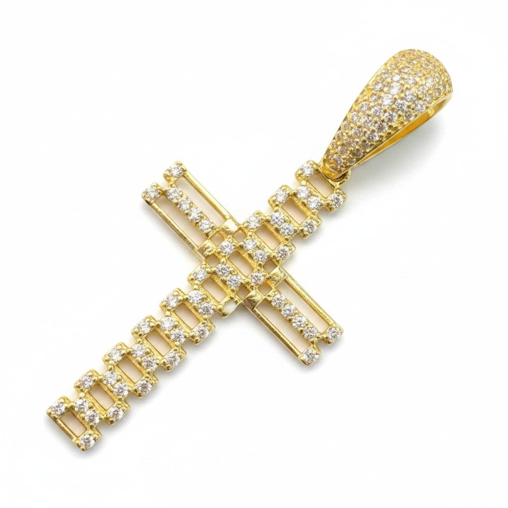 Dije Cruz con Zirconias Oro 10K