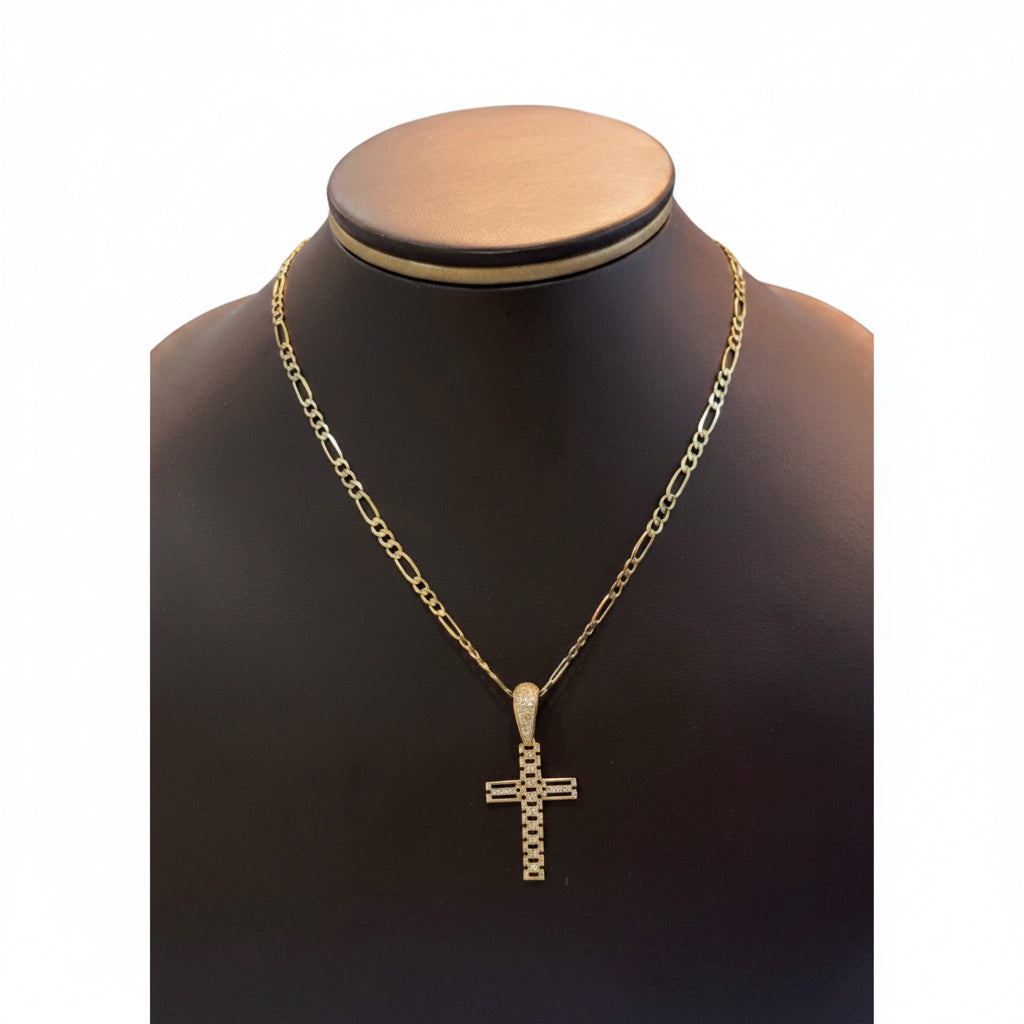 Dije Cruz con Zirconias Oro 10K