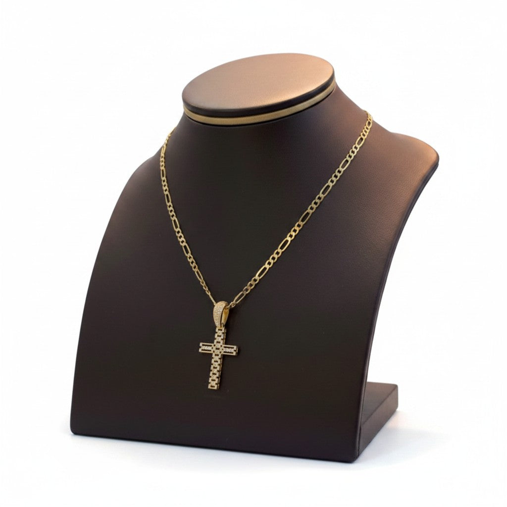 Dije Cruz con Zirconias Oro 10K