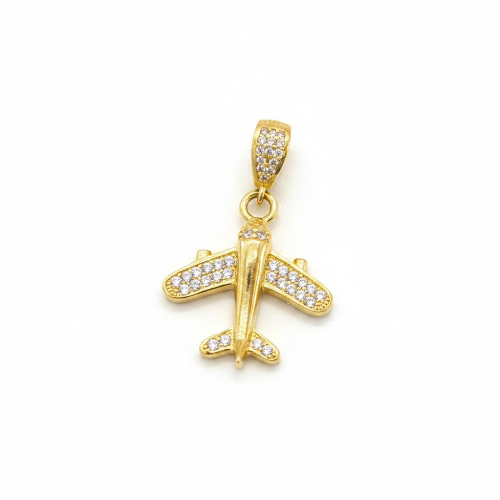 Dije Avión con Zirconias de Oro 10K