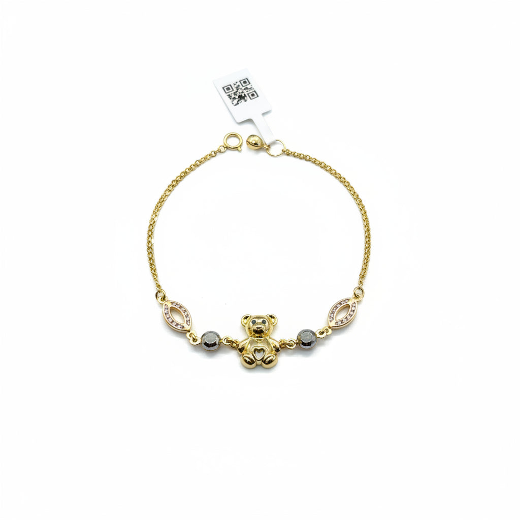 Pulsera Osito con Zirconias de Oro 10K