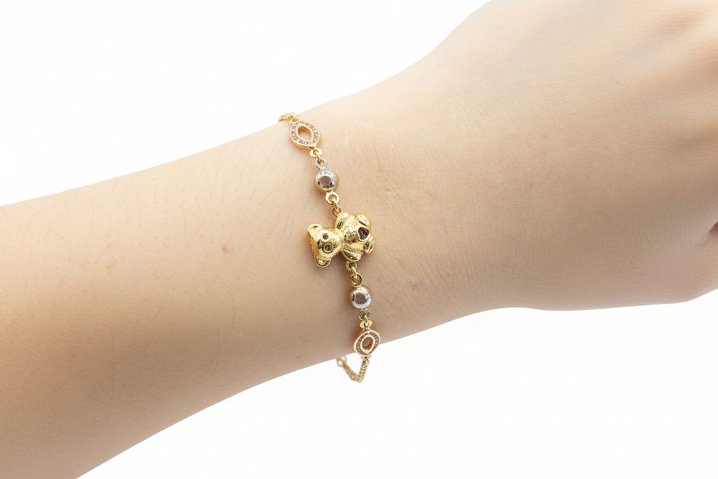 Pulsera Osito con Zirconias de Oro 10K