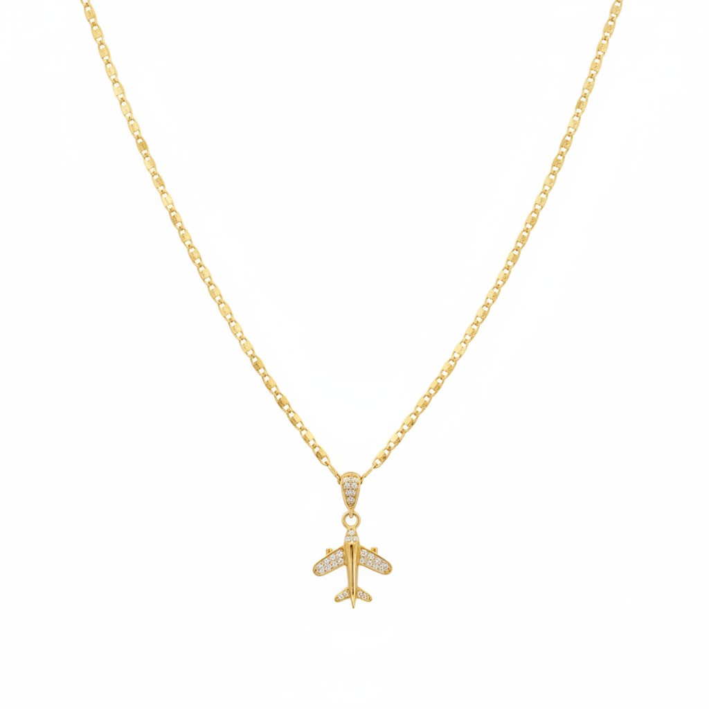 Dije Avión con Zirconias de Oro 10K